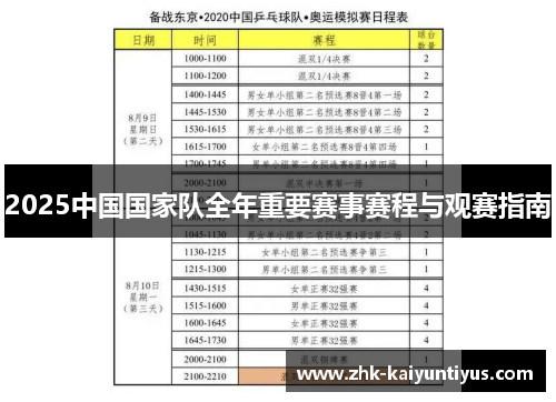 2025中国国家队全年重要赛事赛程与观赛指南
