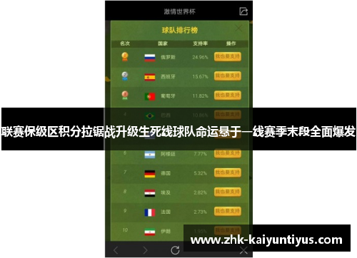 联赛保级区积分拉锯战升级生死线球队命运悬于一线赛季末段全面爆发